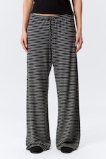 Black & Grey Stripes - Wide-Leg Pull-On Lyocell Trousers - 1