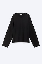 Schwarz - Kastiges Longsleeve-Shirt mit V-Ausschnitt - 0