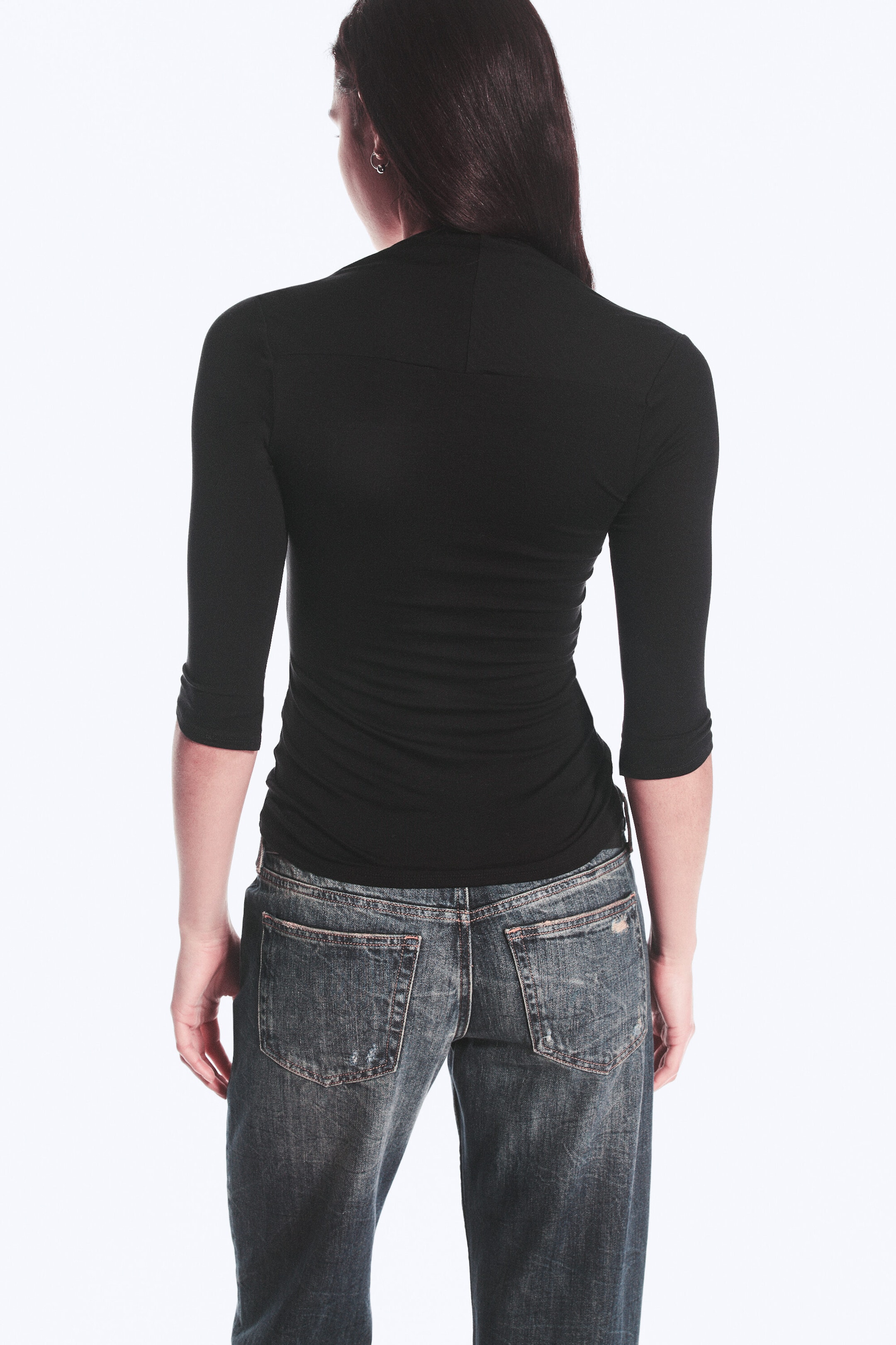 Svart - Figurnära lyocell bolero-topp - 3