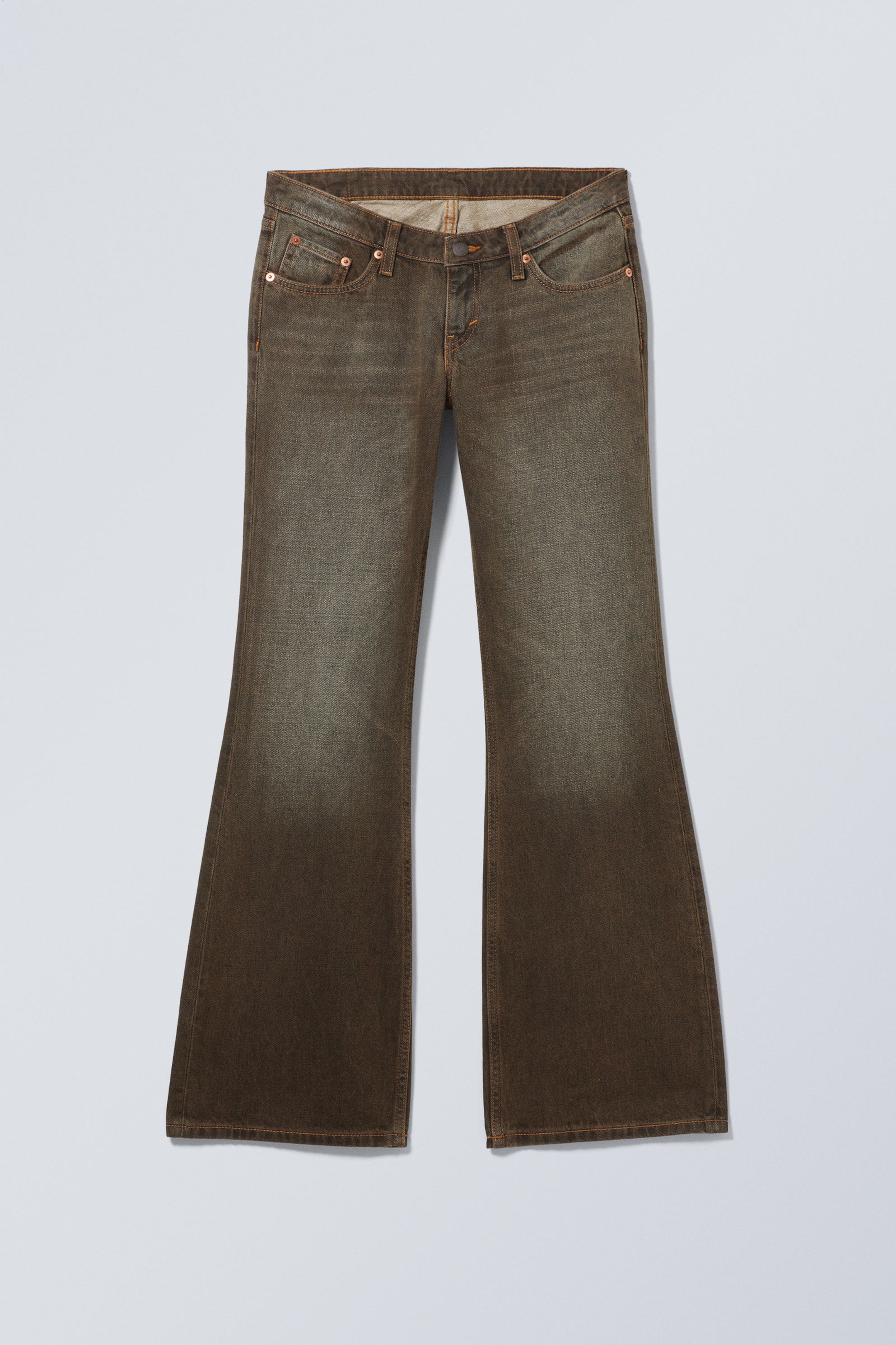 Topaz - Dark Brown - Nova Low Rise Slim Bootcut Leg Jeans - 1