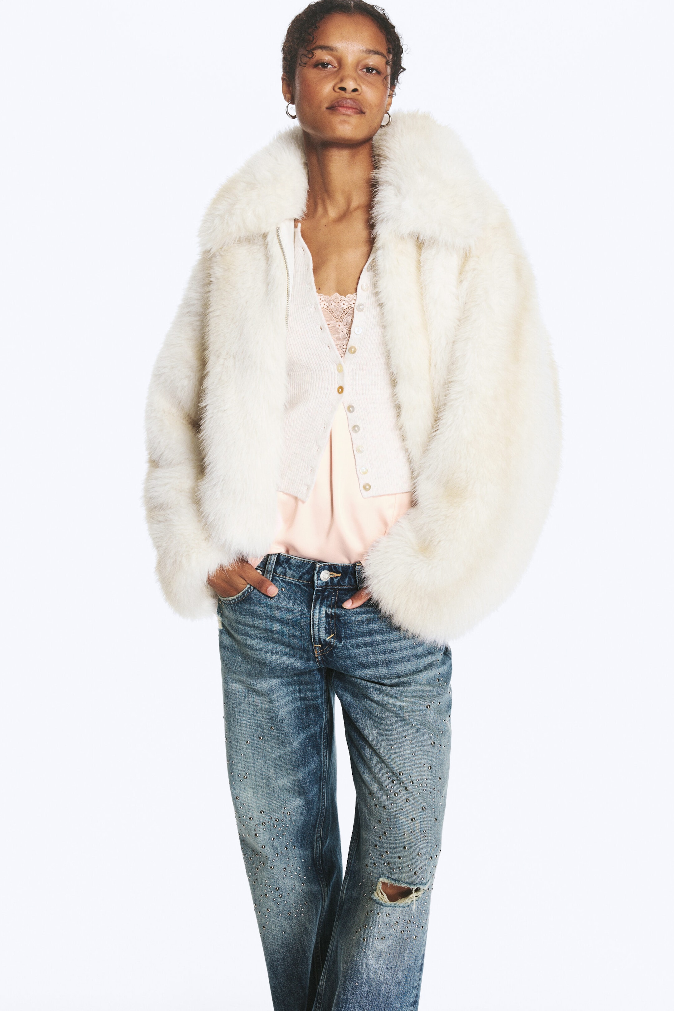 Off-white - Faux Fur Zip Jacket - 2