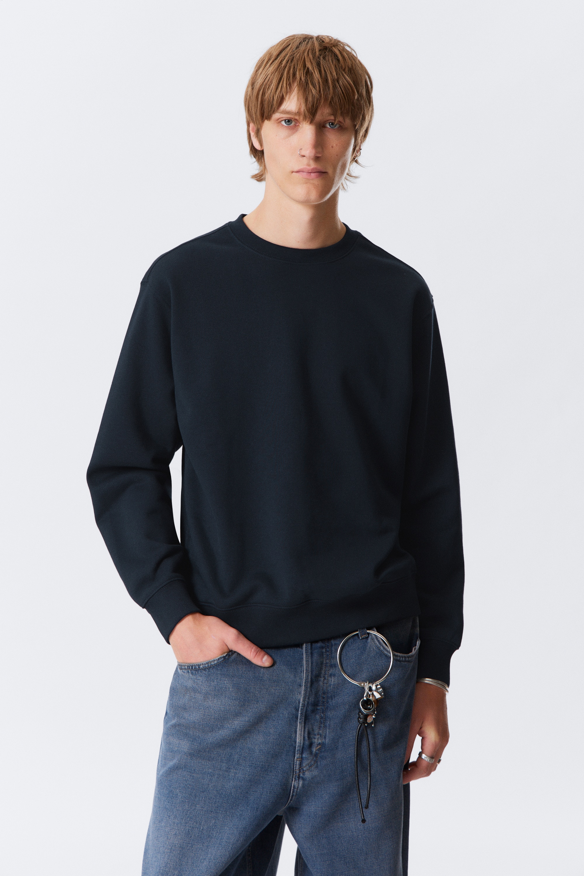 Klassisches Sweatshirt - Marineblau/Dunkelgrün/Schwarz/Grau meliert/Burgunderrot/Dunkelblau