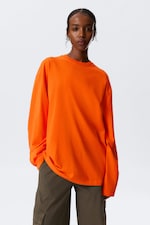 Bright Orange - Oversized Long Sleeve T-shirt - 0
