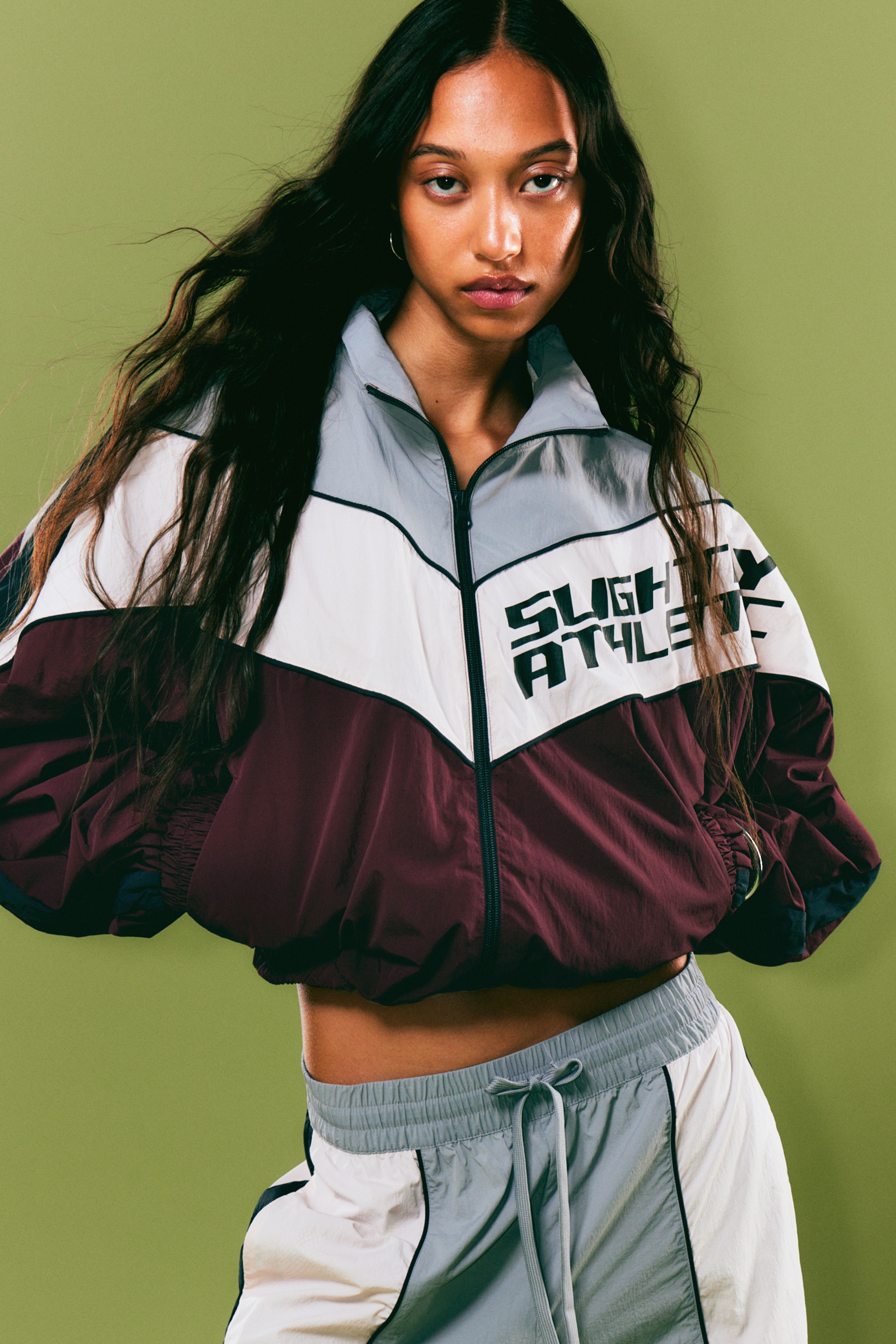 Graphic Colourblock Track Jacket - Grey/Pink/Red