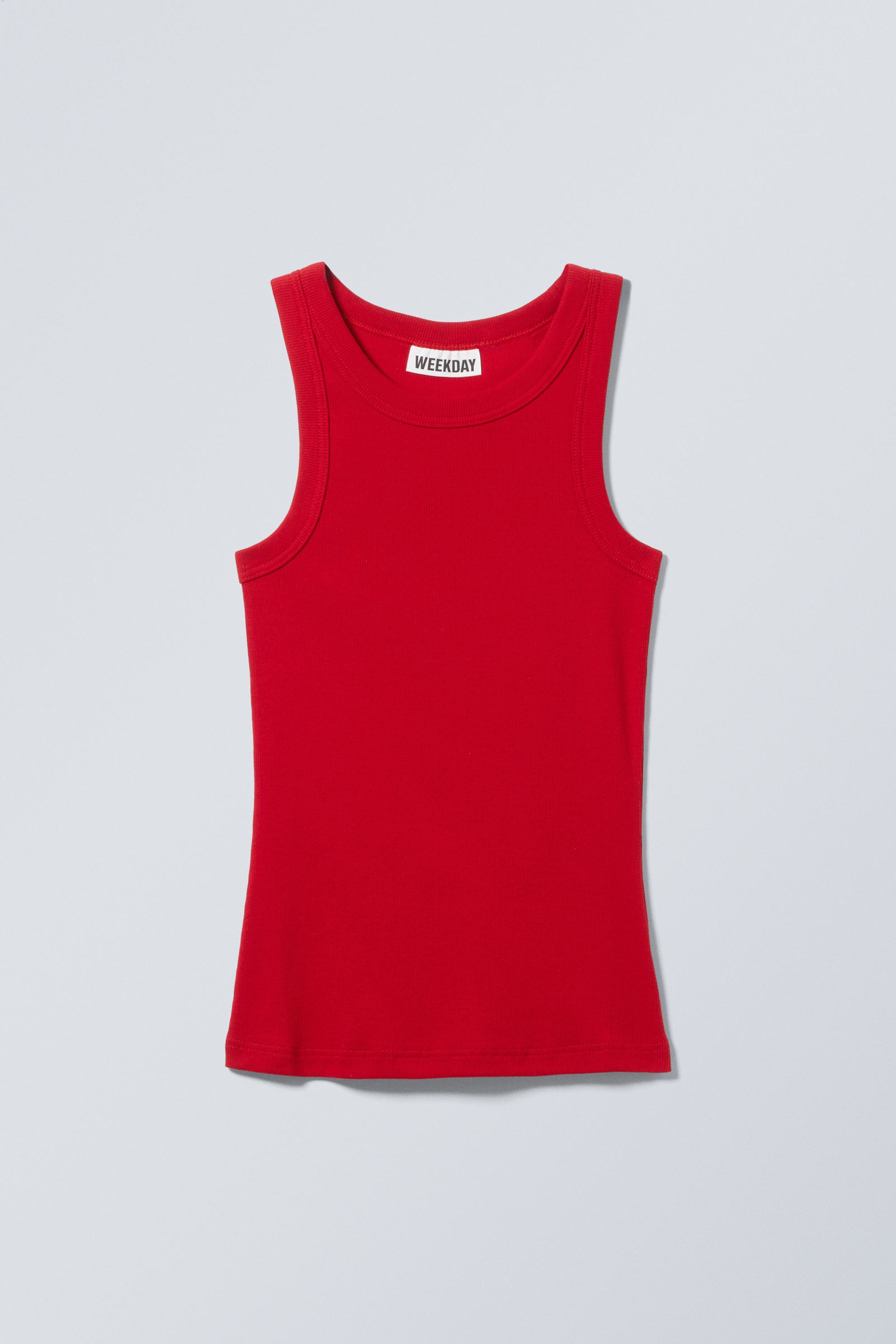 Rot - Tailliertes geripptes Tanktop - 2