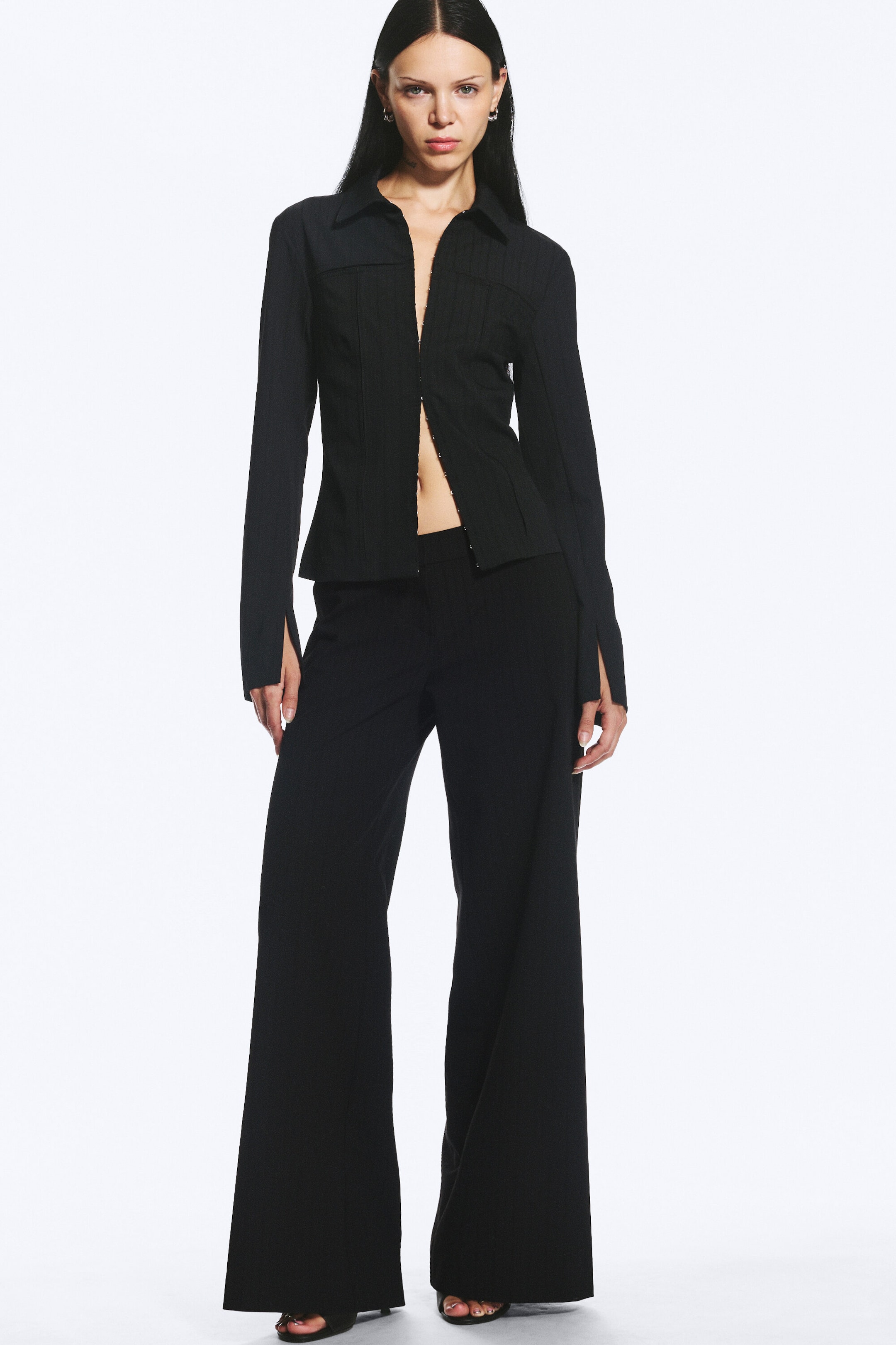 Svart - Slim-fit A-linje Langermet - 2