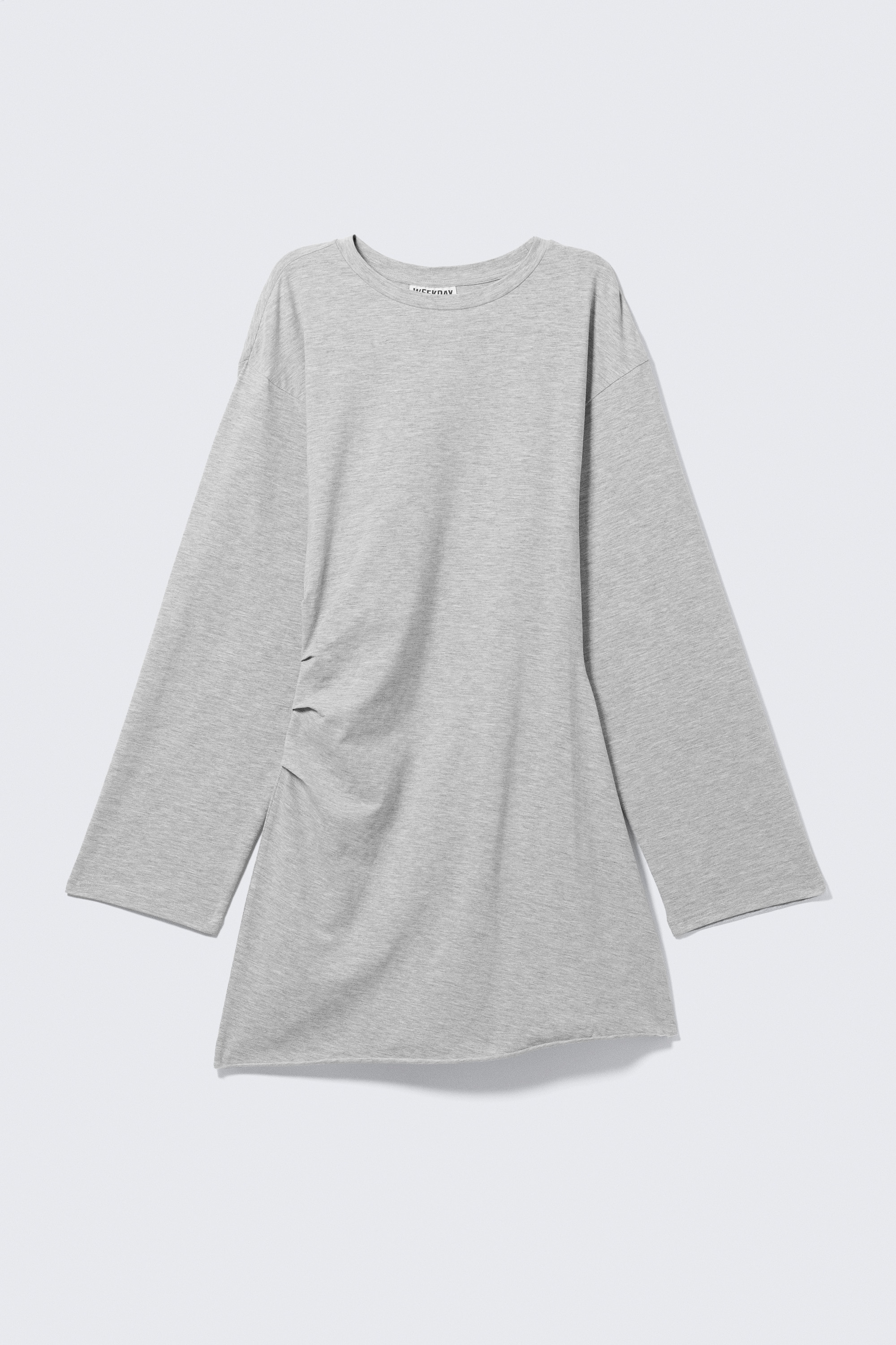 Oversized Long-Sleeved Mini Dress - Grey Melange/Black