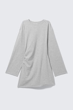 Grey Melange - Oversized Long-Sleeved Mini Dress - 3