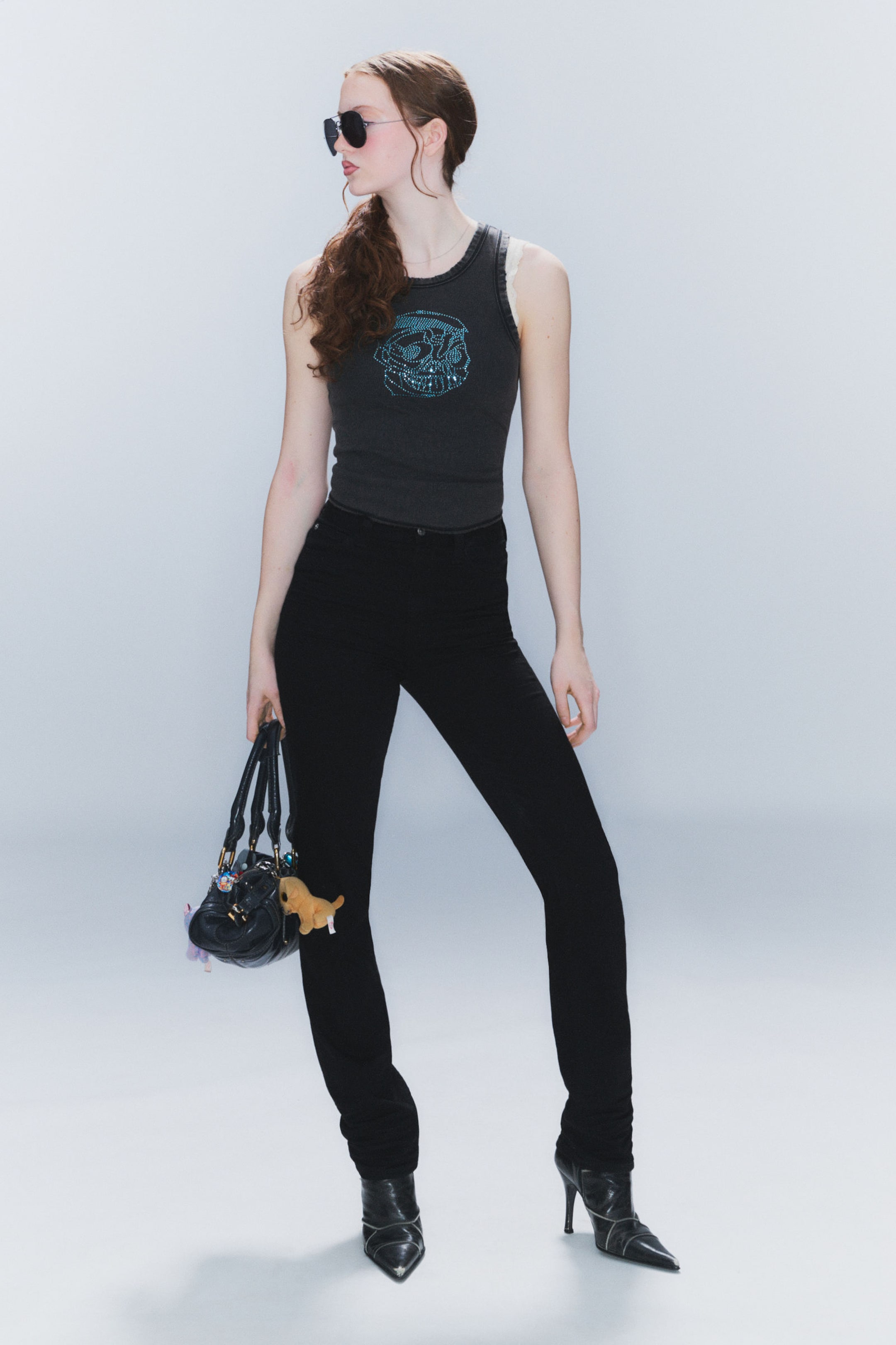 Black - Sleezie High Waisted Skinny Jeans - 1