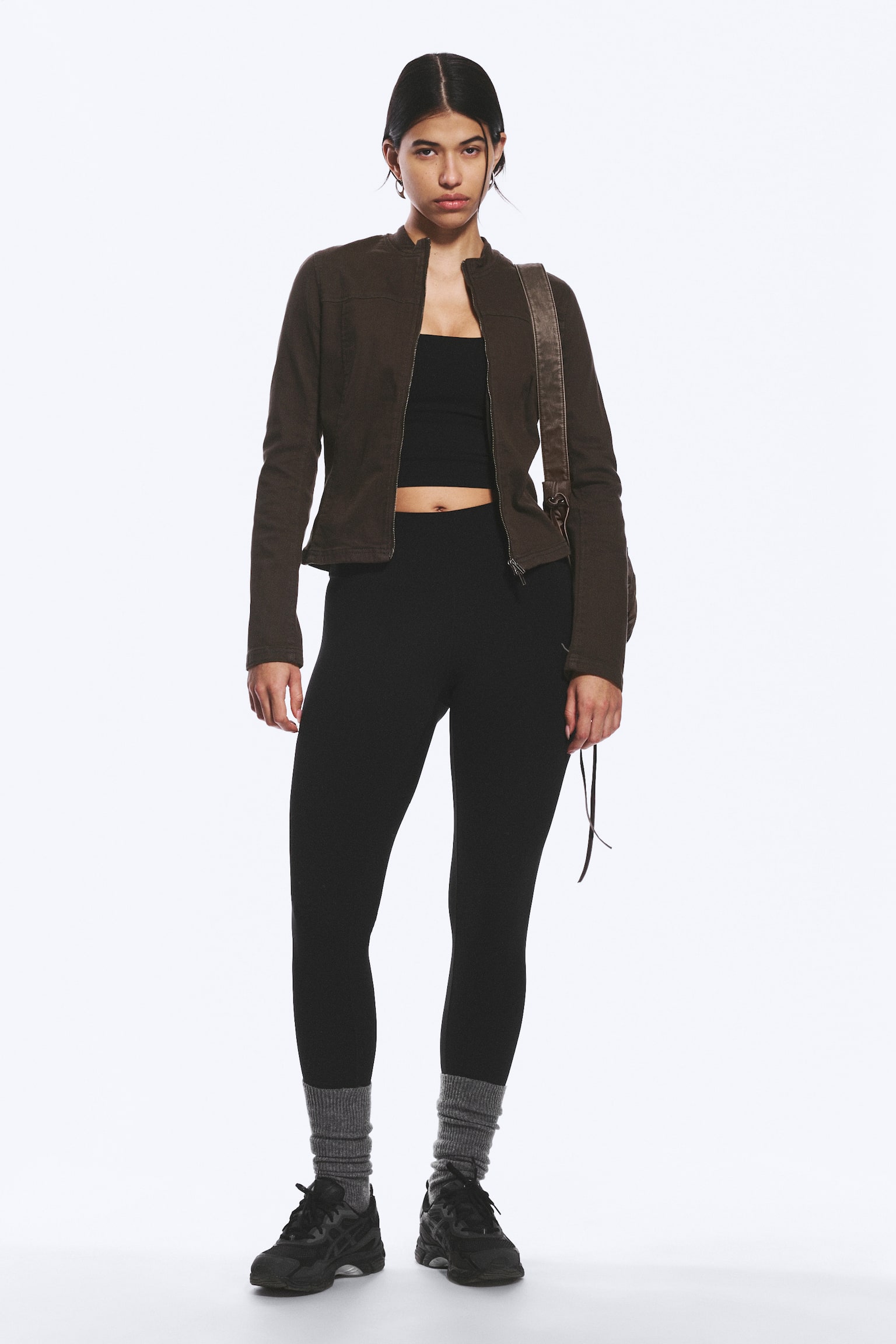 High Waisted Sports Tights - Sort/Mørkebrun/Mørk kakigrøn/Mørkegrå/Støvet lysegrå/Mørkebrun - 1
