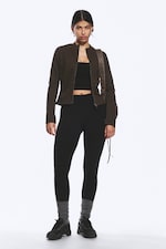 Schwarz - Sporttights mit hohem Bund - 0