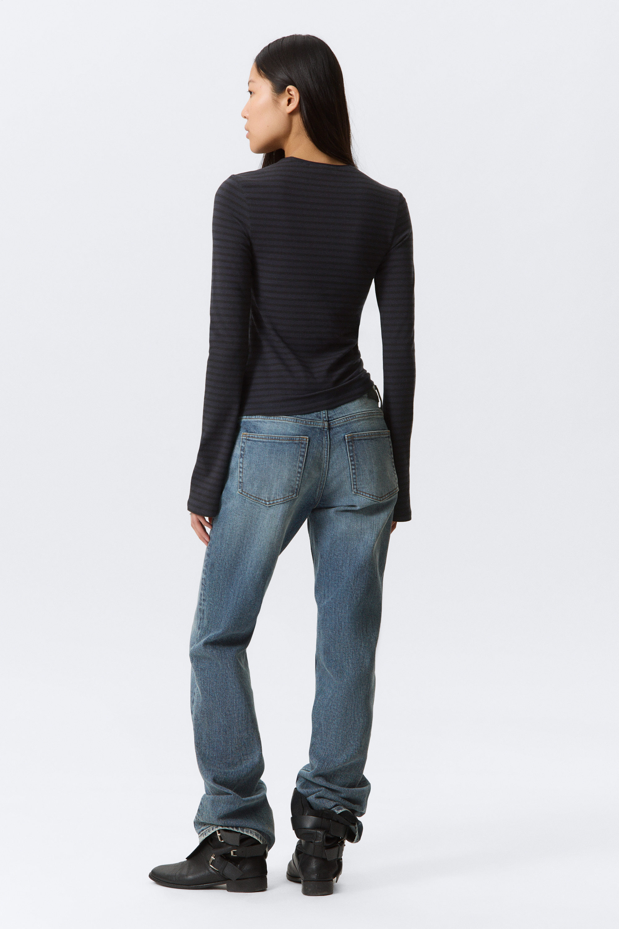 Striped Dark Blue - Långärmad topp i bomull - 3