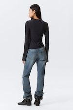 Striped Dark Blue - Long Sleeve Cotton Top - 3