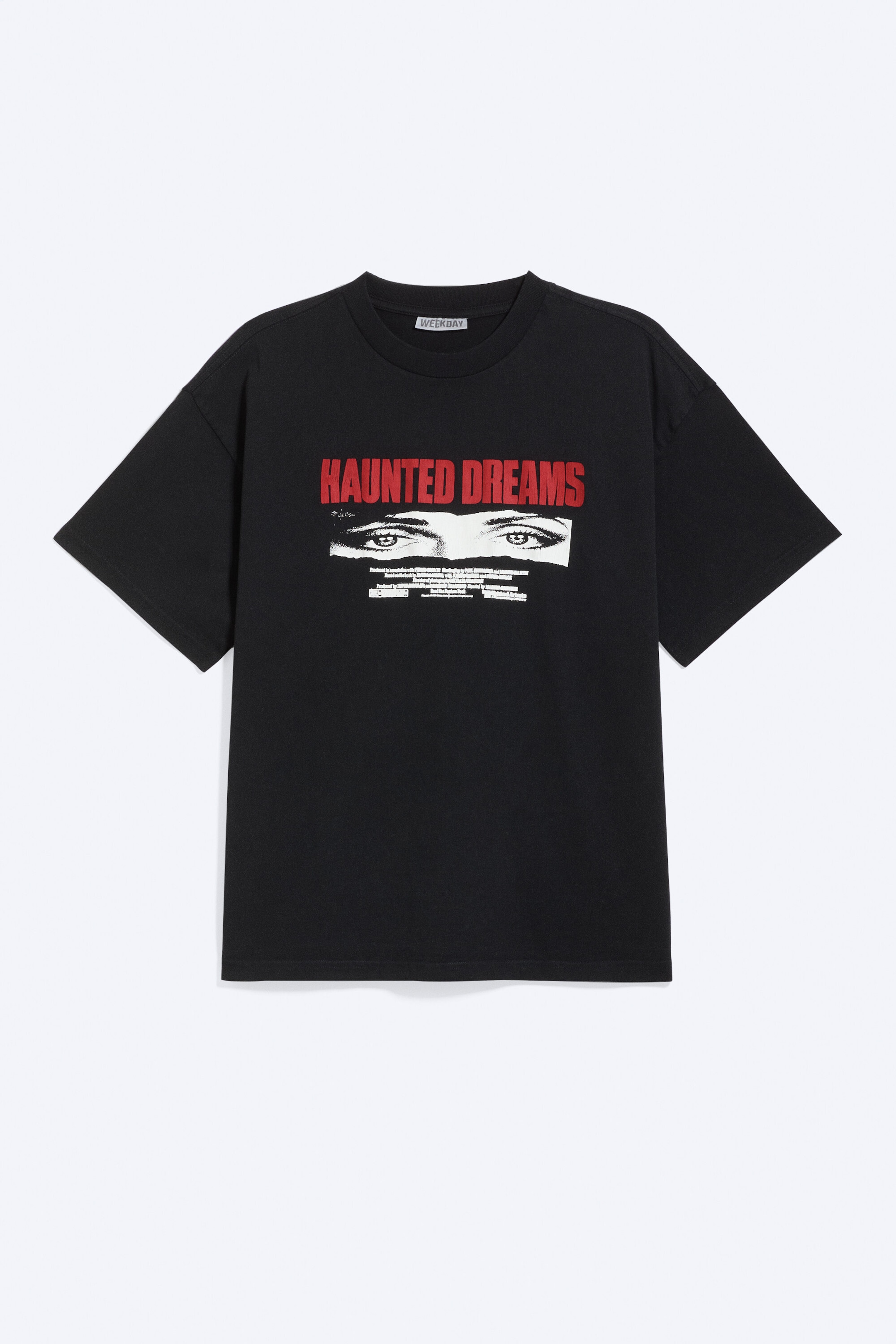 Schwarz - "Haunted Dreams" - Bedrucktes kastiges T-Shirt - 3