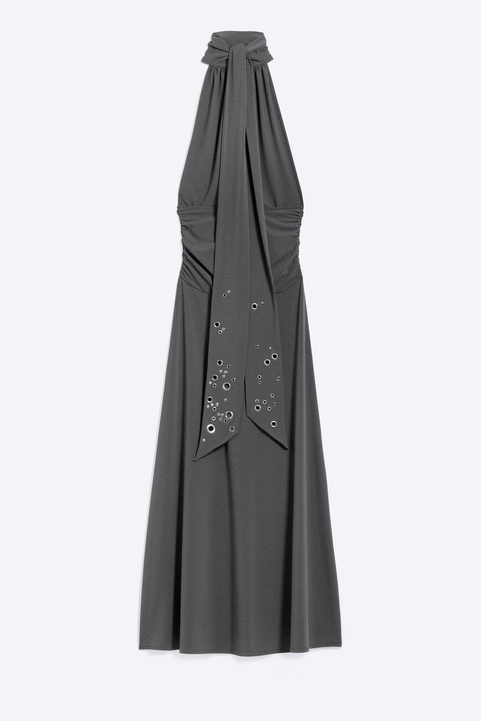 Rochie Maxi Cu Decolteu Halter-Gri închis - 3