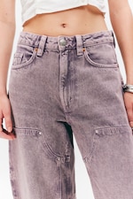 Dusty Purple - High Waisted Barrel Leg Jeans - 1