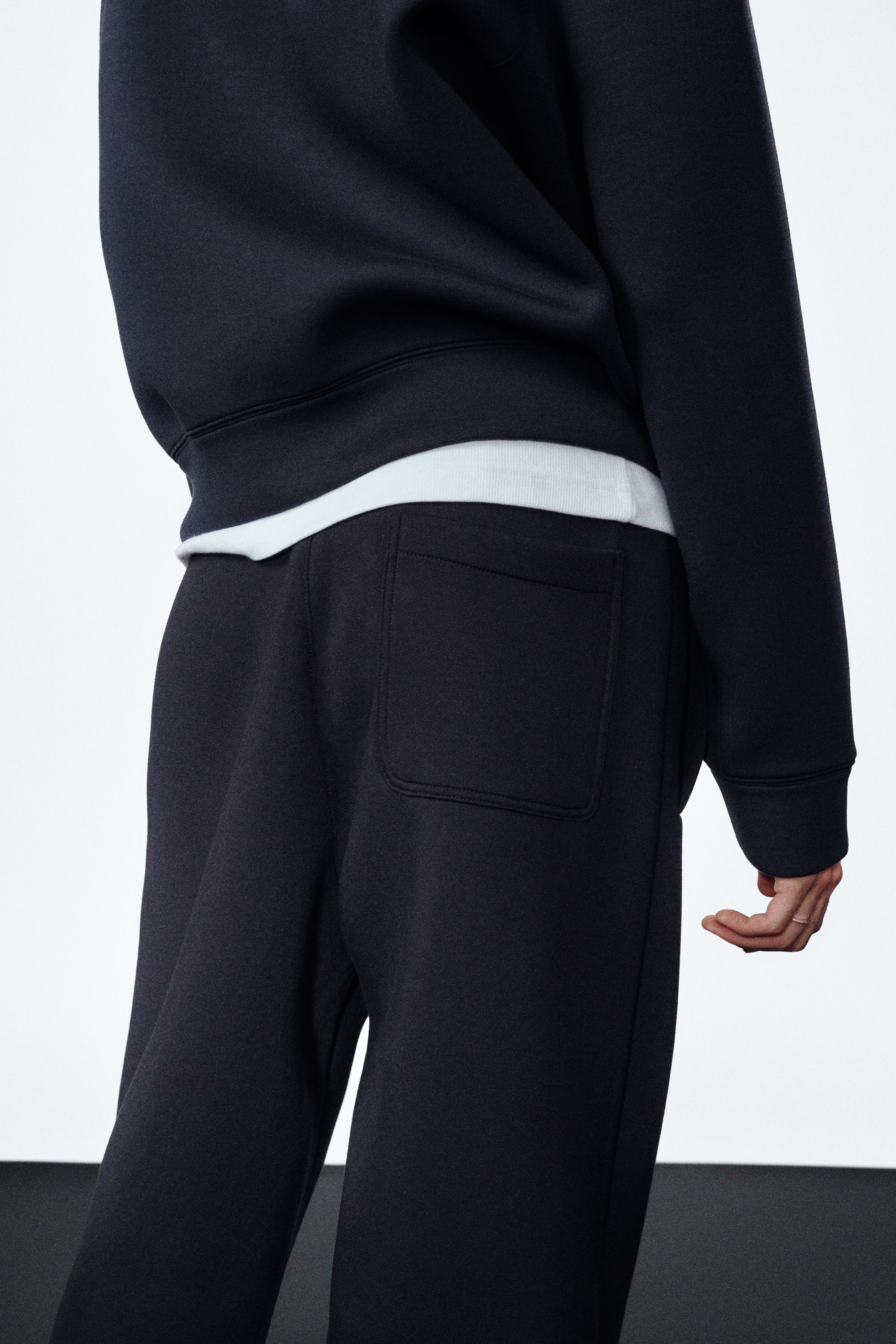 Dark Navy Blue - Loose Fit Scuba Sweatpants - 2