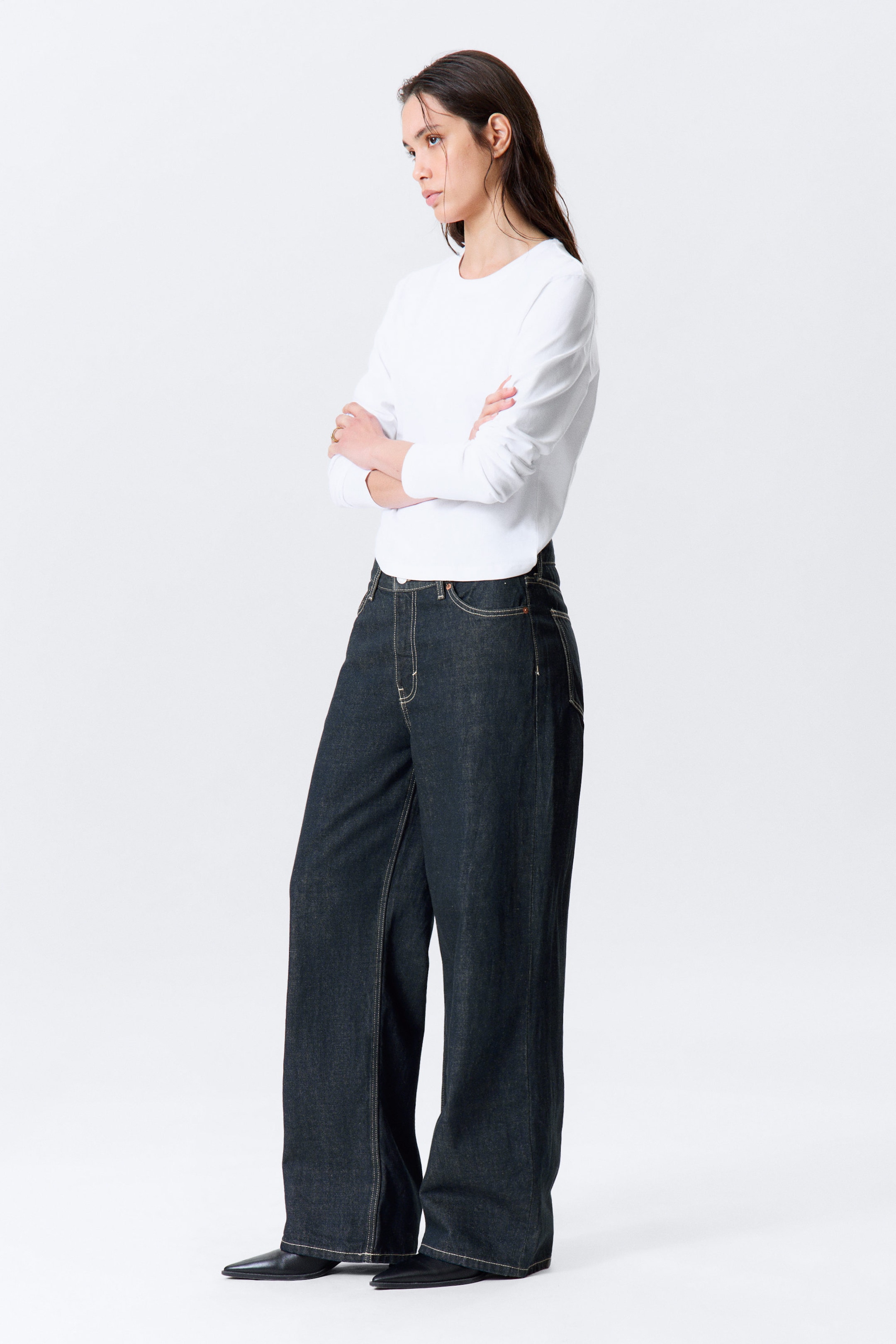 Blue Rinse - Mörkblå - Dynasty Low Rise Loose Wide Leg Jeans - 1