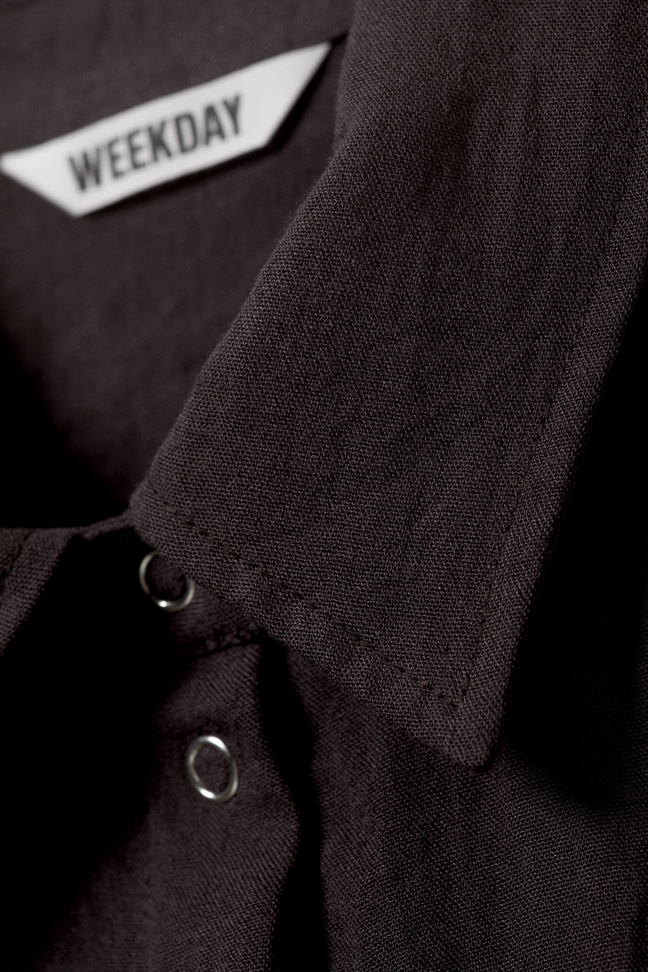 Dark Brown - Slim Fit Short-Sleeved Crepe Shirt - 4