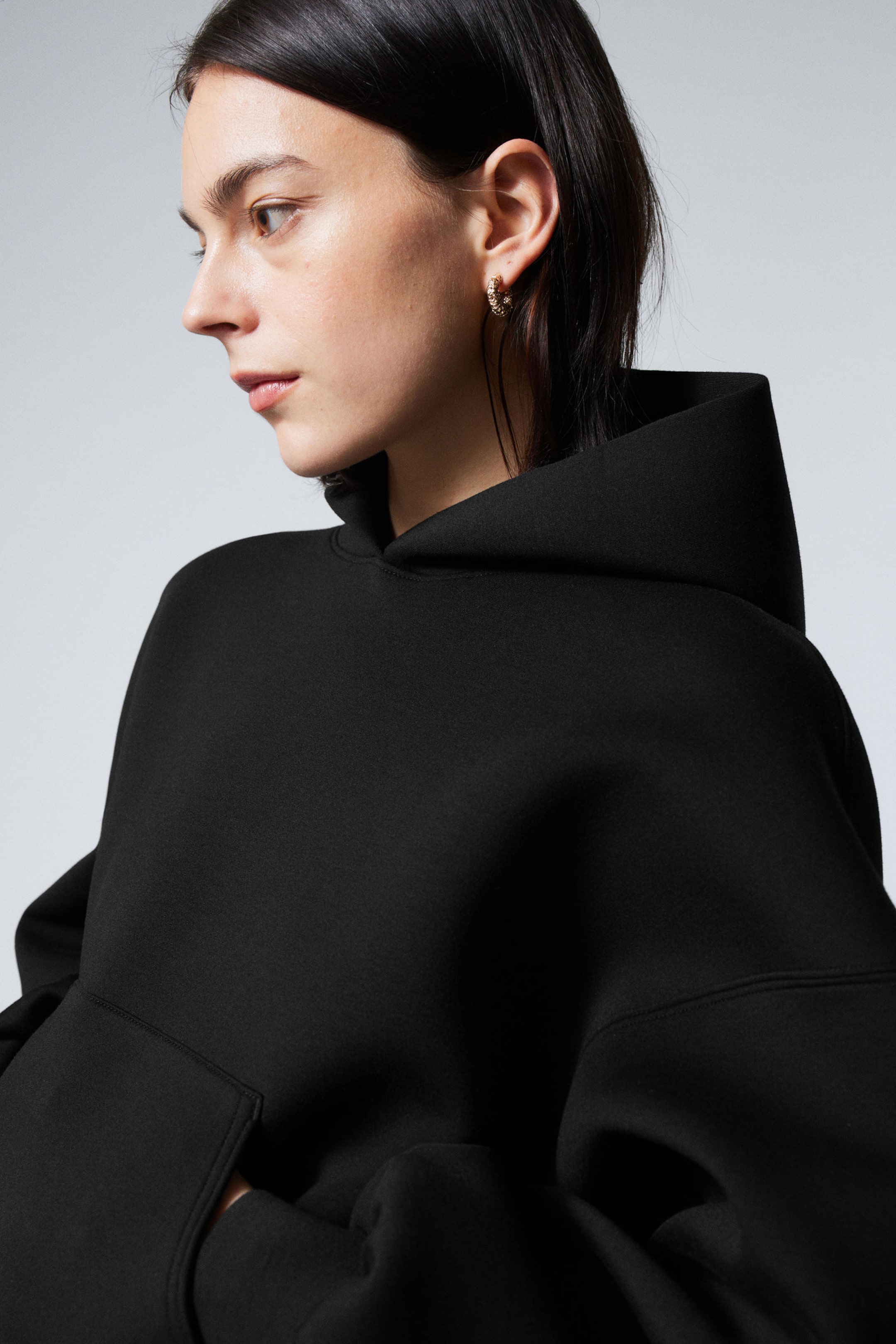 Svart - Oversized scuba hoodie - 2