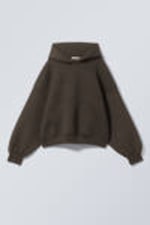 Dark Brown - Oversized Scuba Hoodie - 4