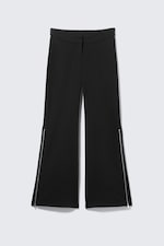Black - Mid Rise Flared Zip-Up Trousers - 4