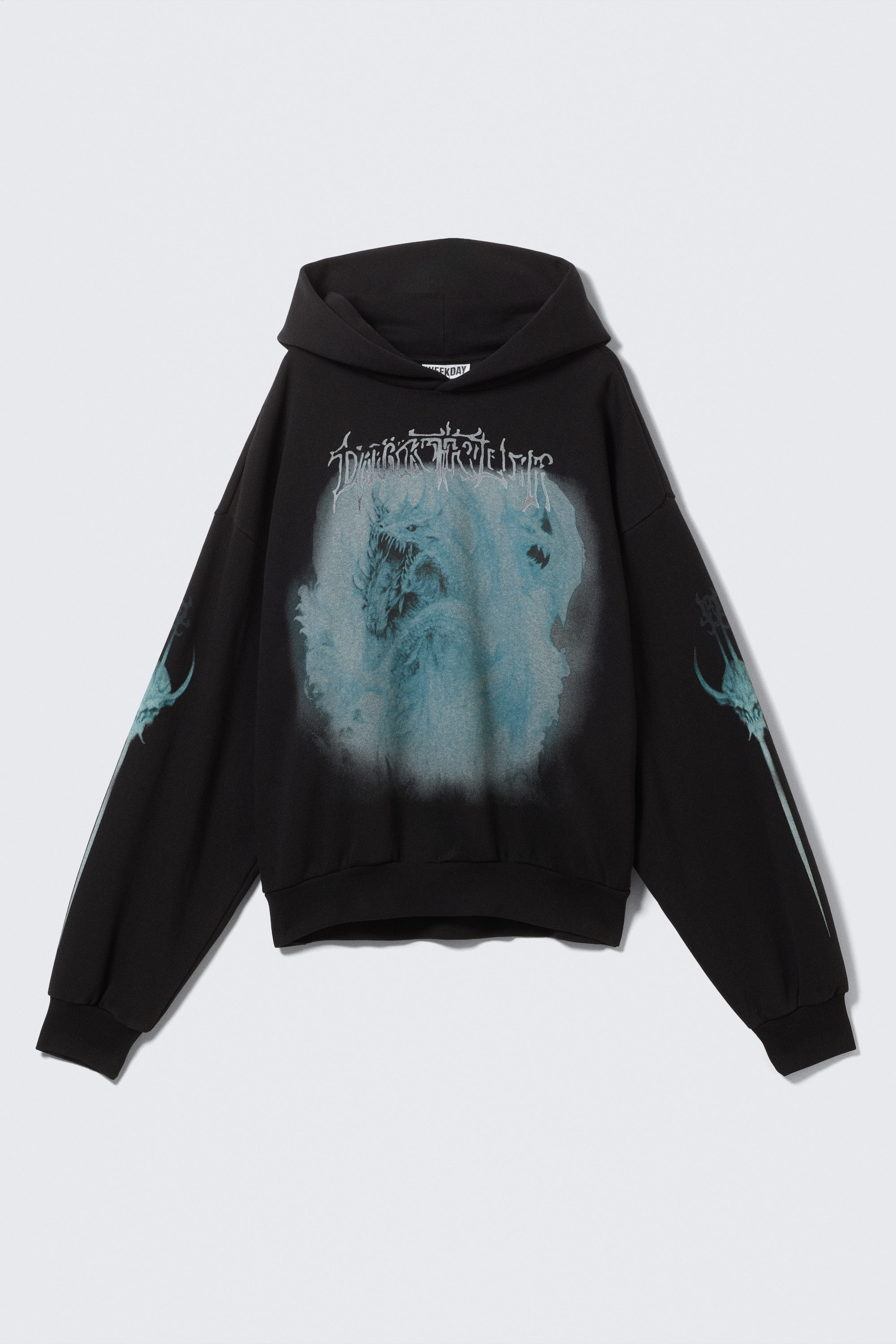 Black - Dragon - Square Loose Fit Graphic Hoodie - 4