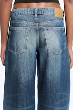 Mine Blue - Mellanblå - Ample Low Waist Loose Wide Jeans - 9