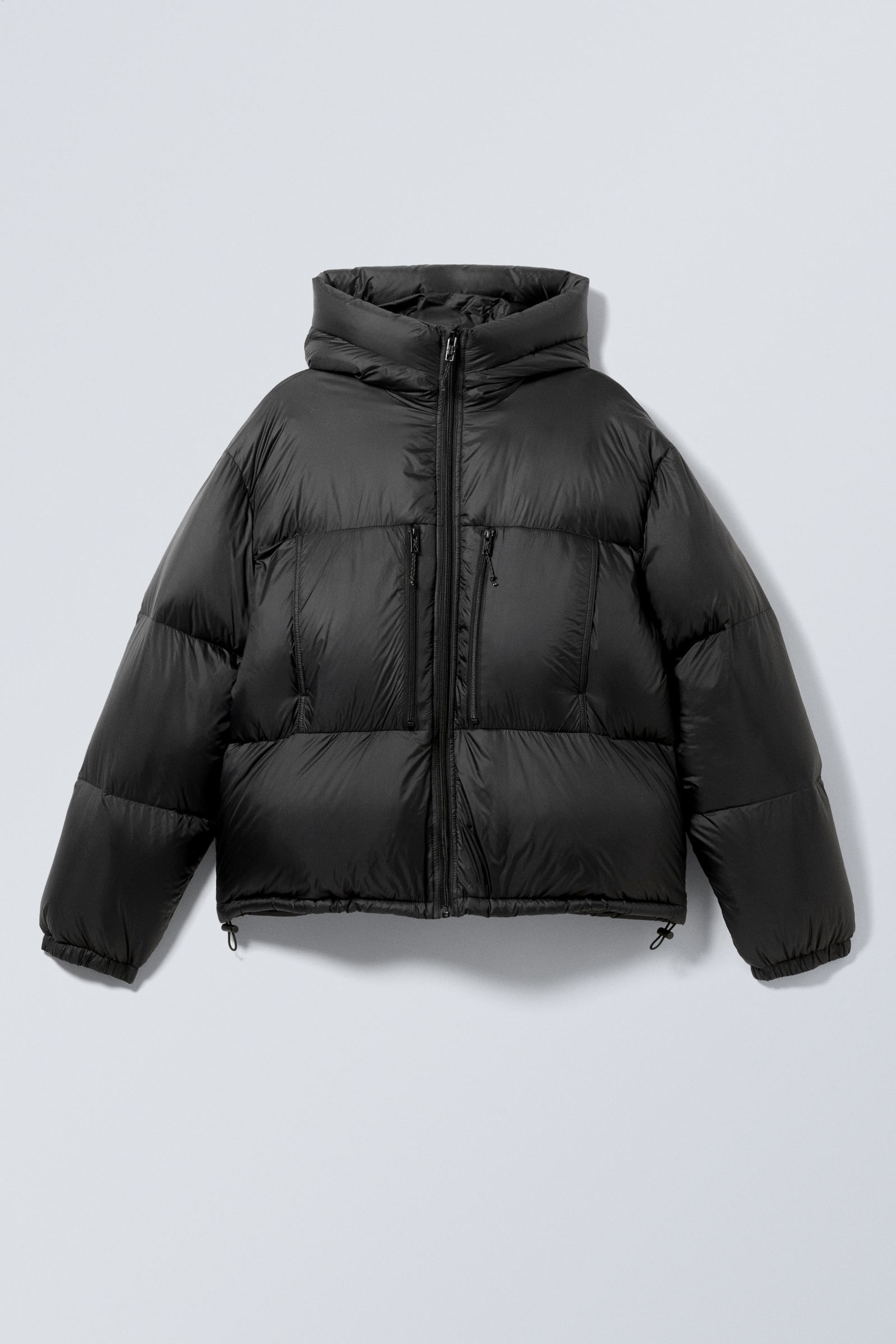 Black - Hooded Recycled Down Puffer Jacket - 1