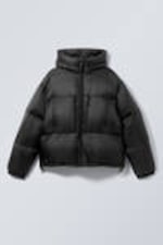 Black - Hooded Recycled Down Puffer Jacket - 0