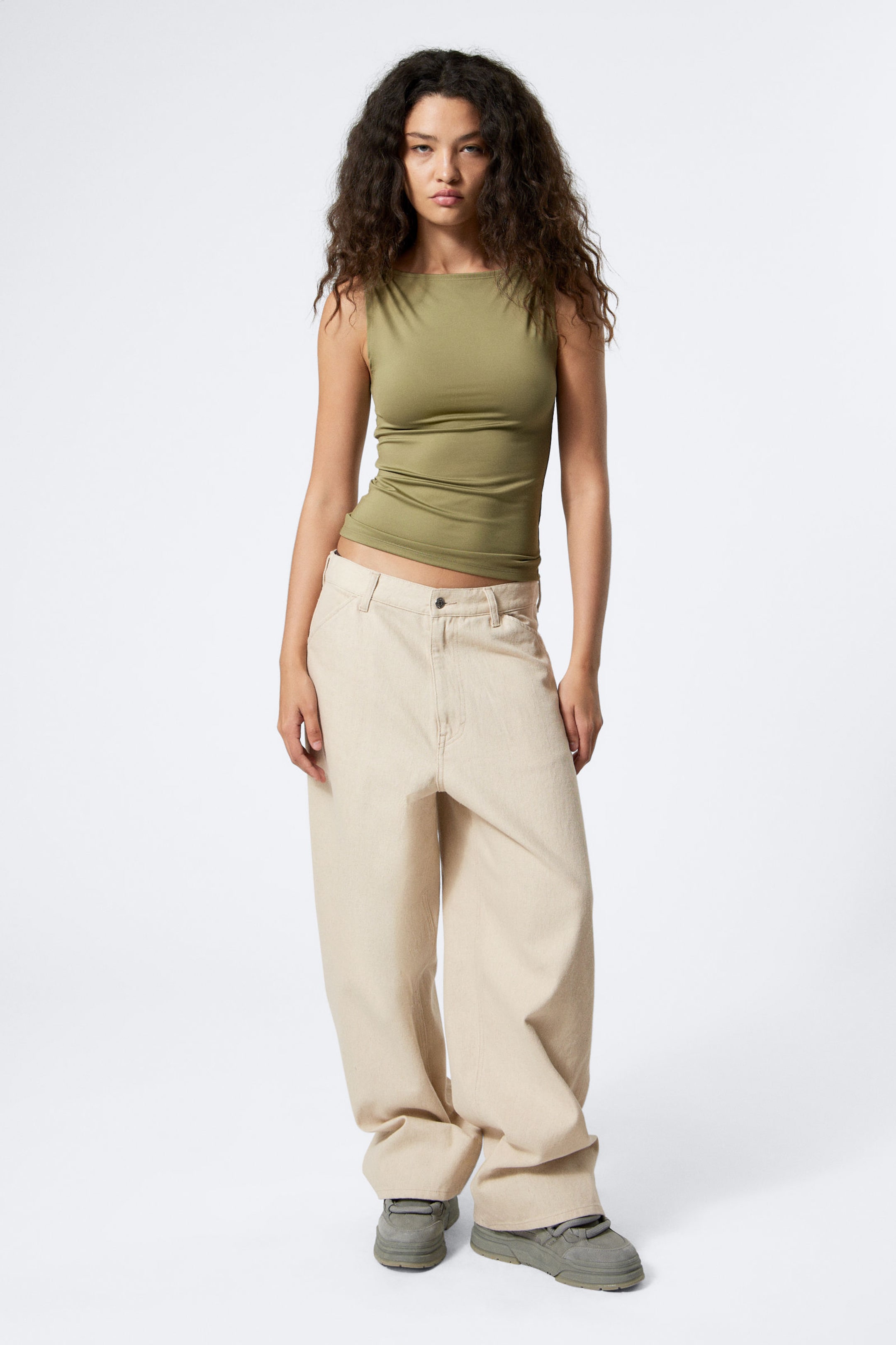 #7C775F - Annie Sleeveless Boat-Neck Top - 2