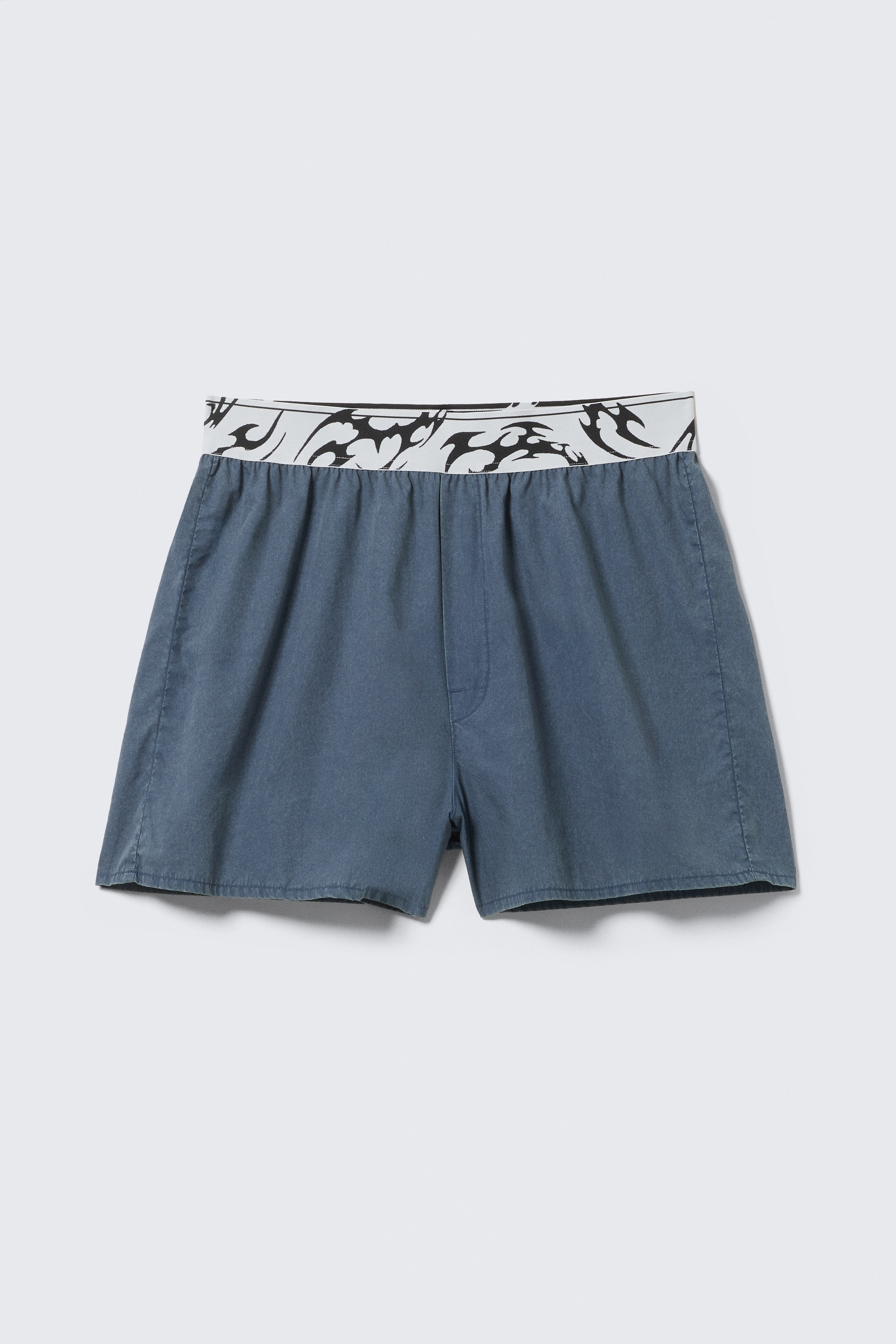 Short pyjama boxer - Bleu foncé délavé/Blanc - Rayures bleues