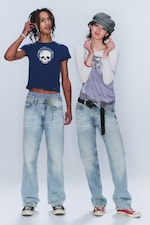 Light Blue - Anti Unisex Low Waist Regular Straight Jeans - 0