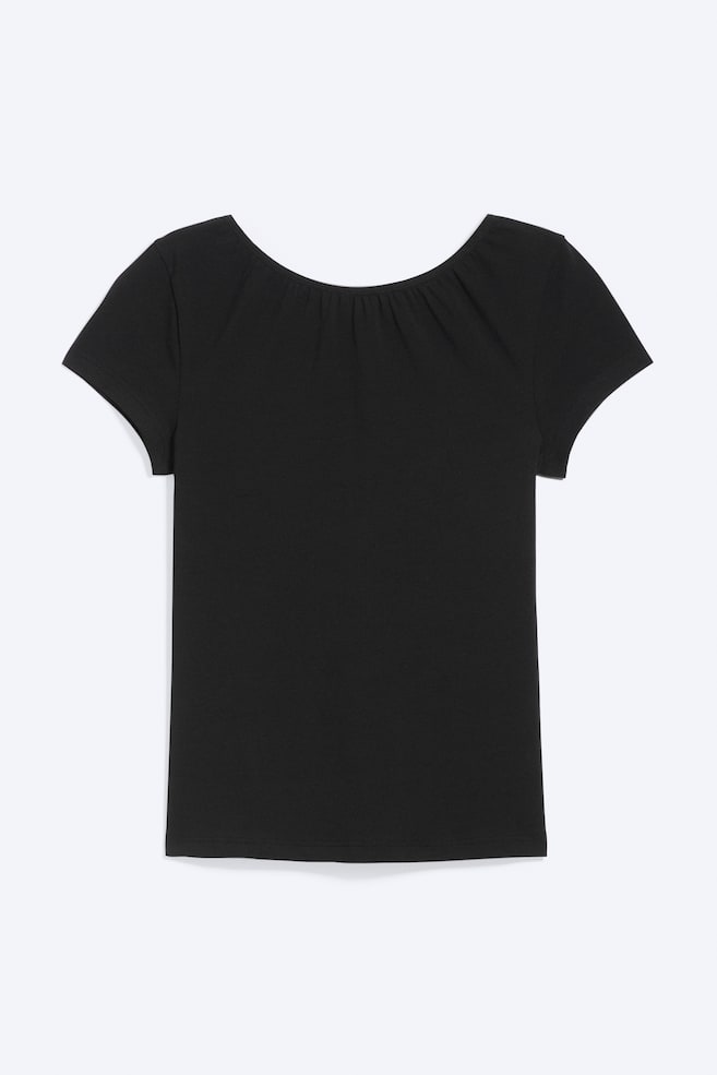 Mini-T-Shirt mit offenem Rücken - Schwarz - 1