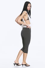 Mörkgrå - Mid waist capribyxor - 3