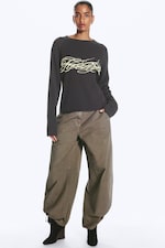 Dark Grey - Printed Cotton Rib Sweater - 1