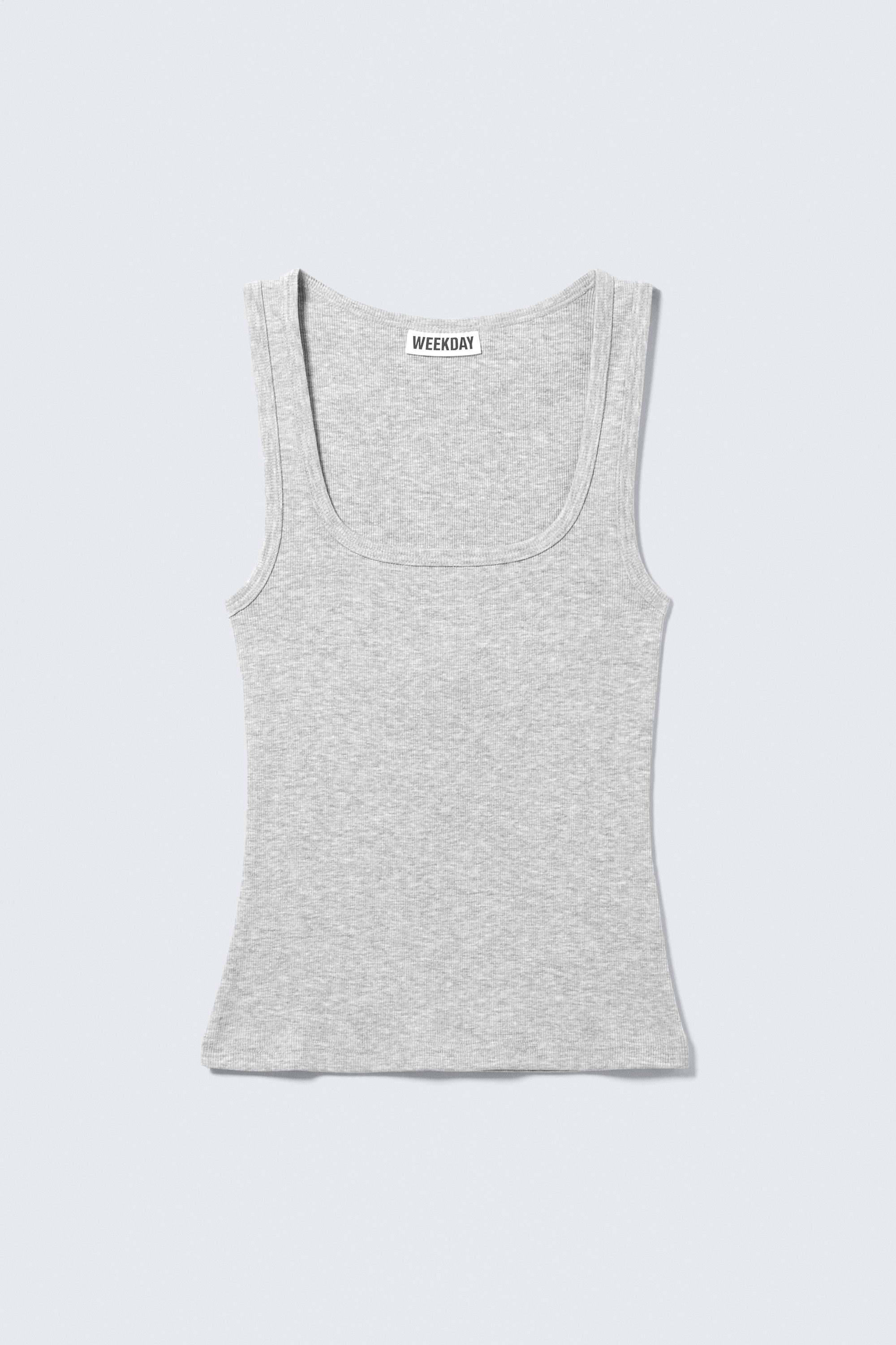 slim square neck ribbed tank top - Grey Melange | Weekday EU