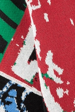 Veelkleurige print - Losse grafische gebreide katoenen trui - 5