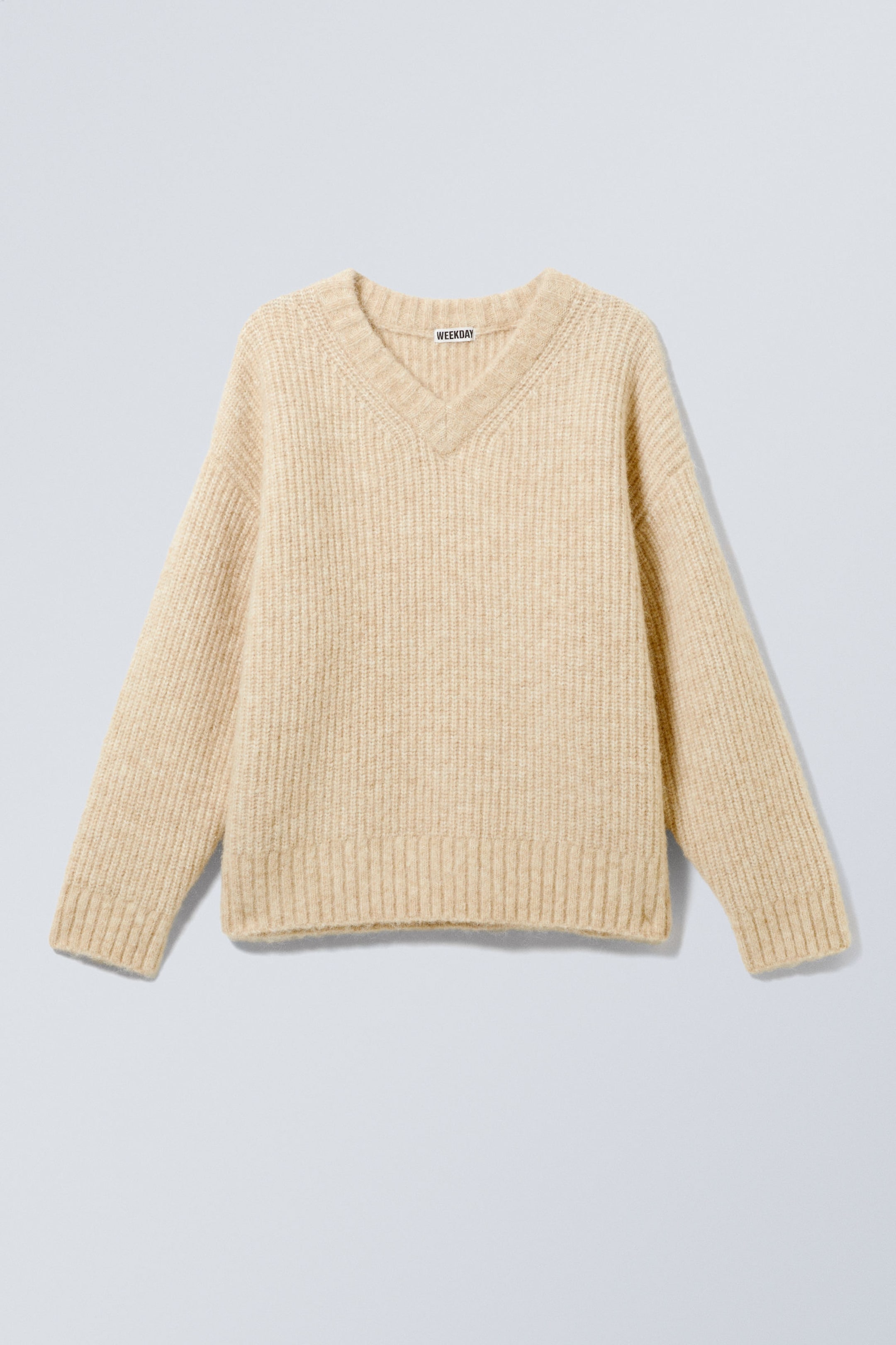 Vaalbeige - Oversized gebreide trui van wolmix - 1