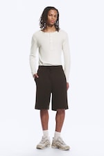 Dark Brown - Loose Fit Scuba Shorts - 0