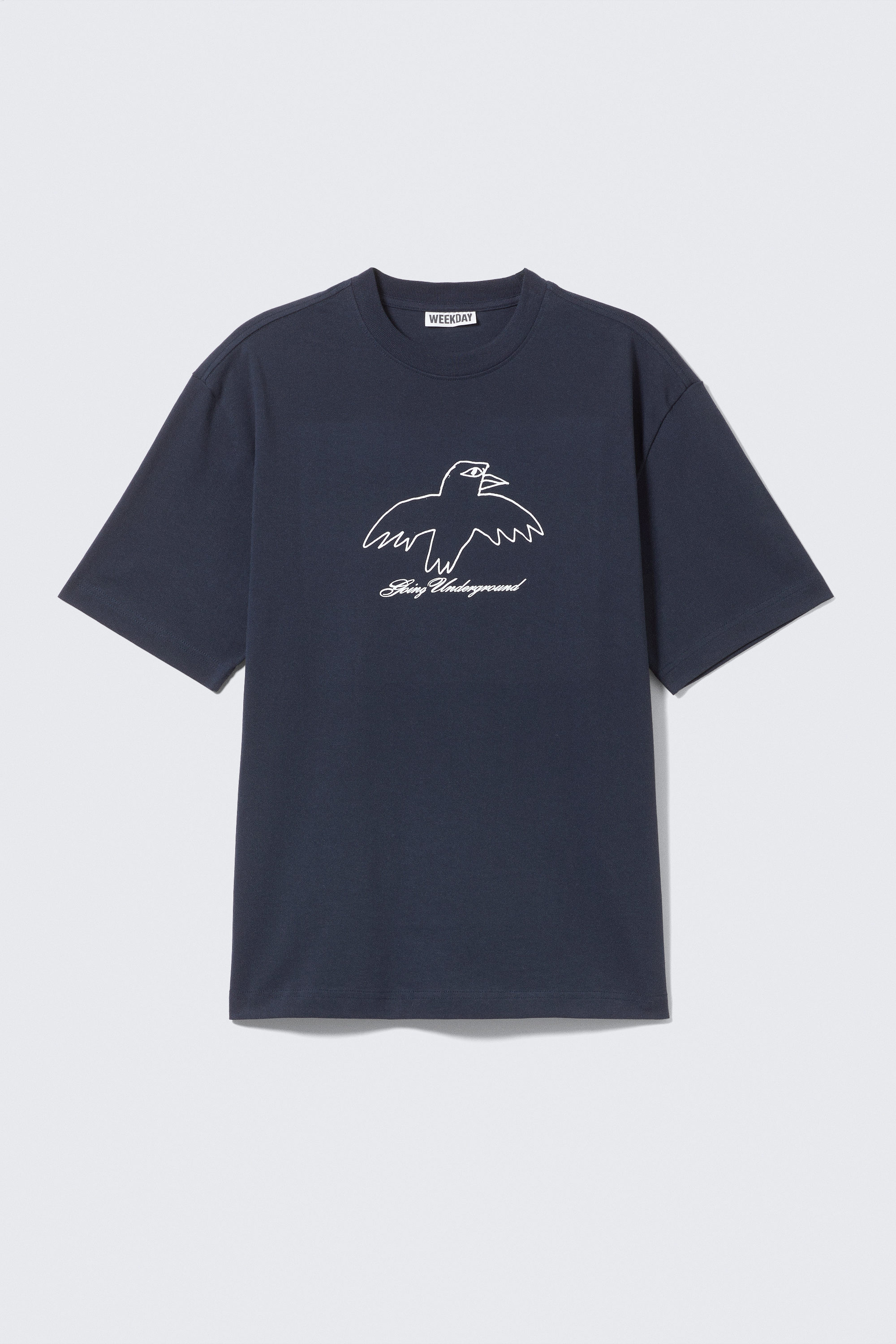 Mörkblå - Underground Bird - Tryckt T-shirt med avslappnad passform - 1