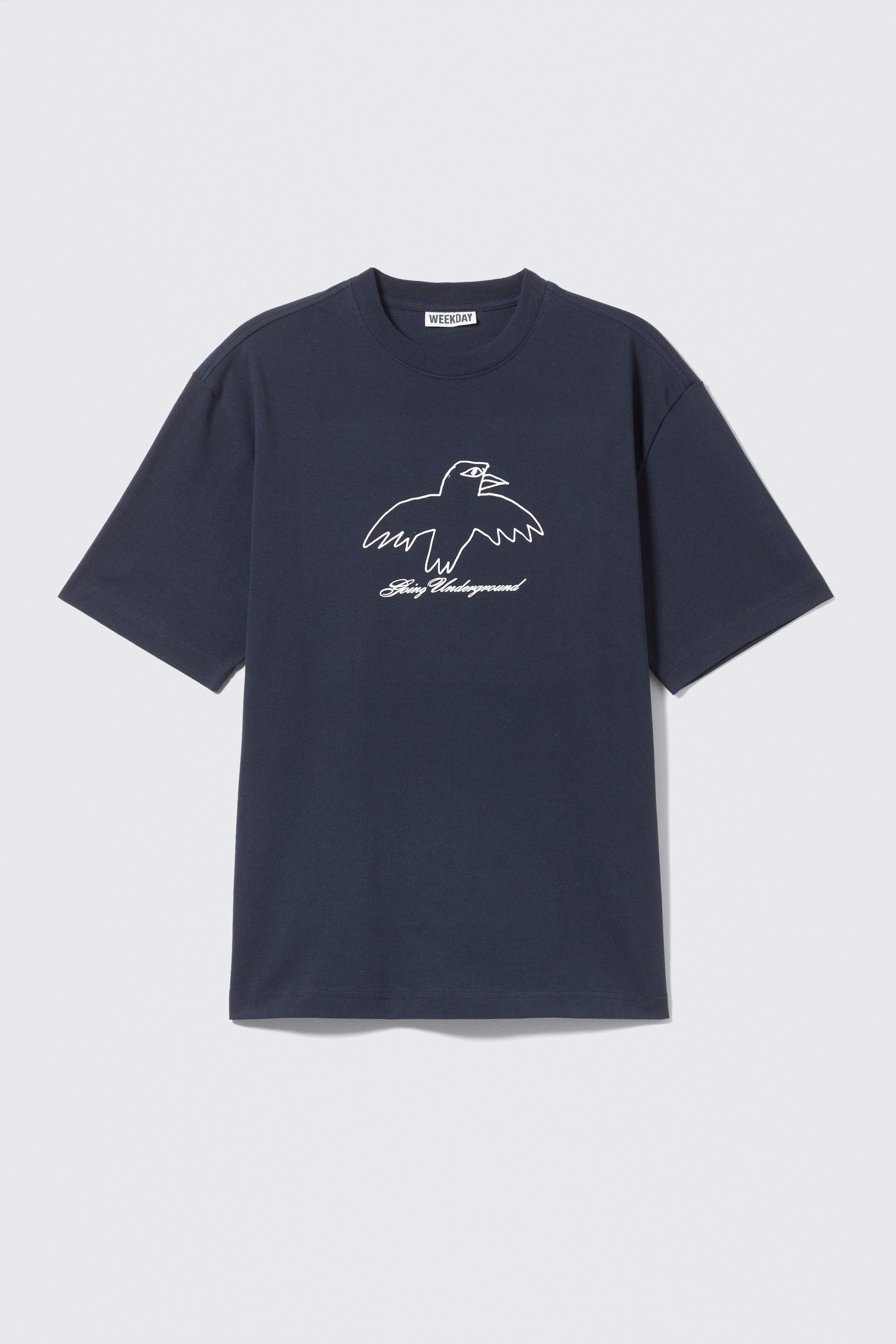 Dark Blue - Underground Bird - Avslappet t-skjorte med grafisk trykk - 0