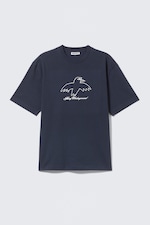 Dark Blue - Underground Bird - Avslappet t-skjorte med grafisk trykk - 0