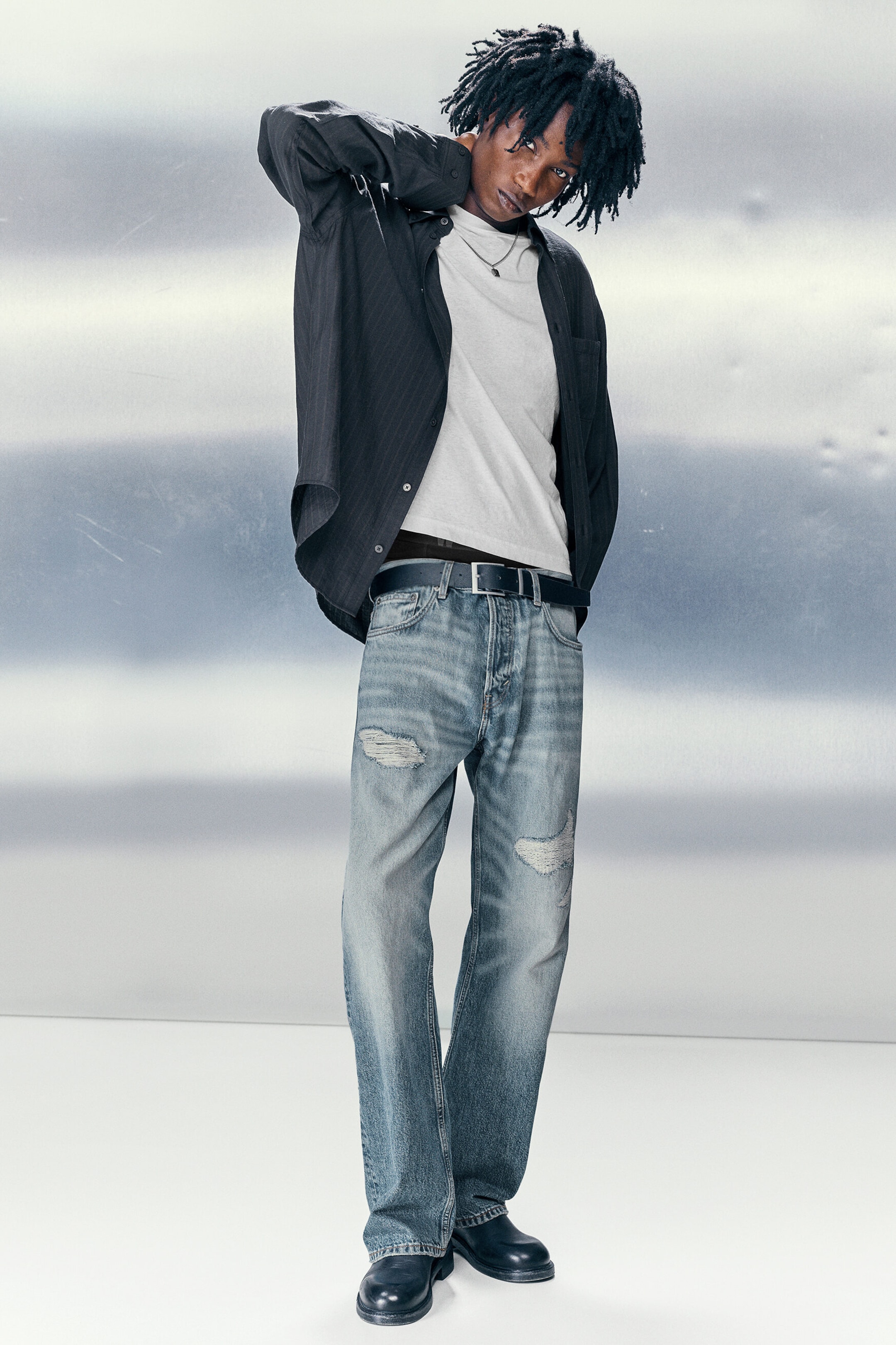 Blue Repair - Medium Blue - SPACE MID RISE RELAXED STRAIGHT JEANS - 1