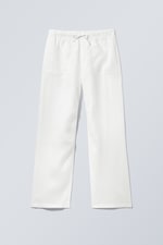 Staubiges Weiß - Relaxte Leinenhose - 0