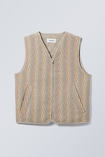Dark Beige Wool - Antonio Quilted Vest - 0