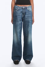 Mine Blue - Mellanblå - Ample Low Waist Loose Wide Jeans - 2
