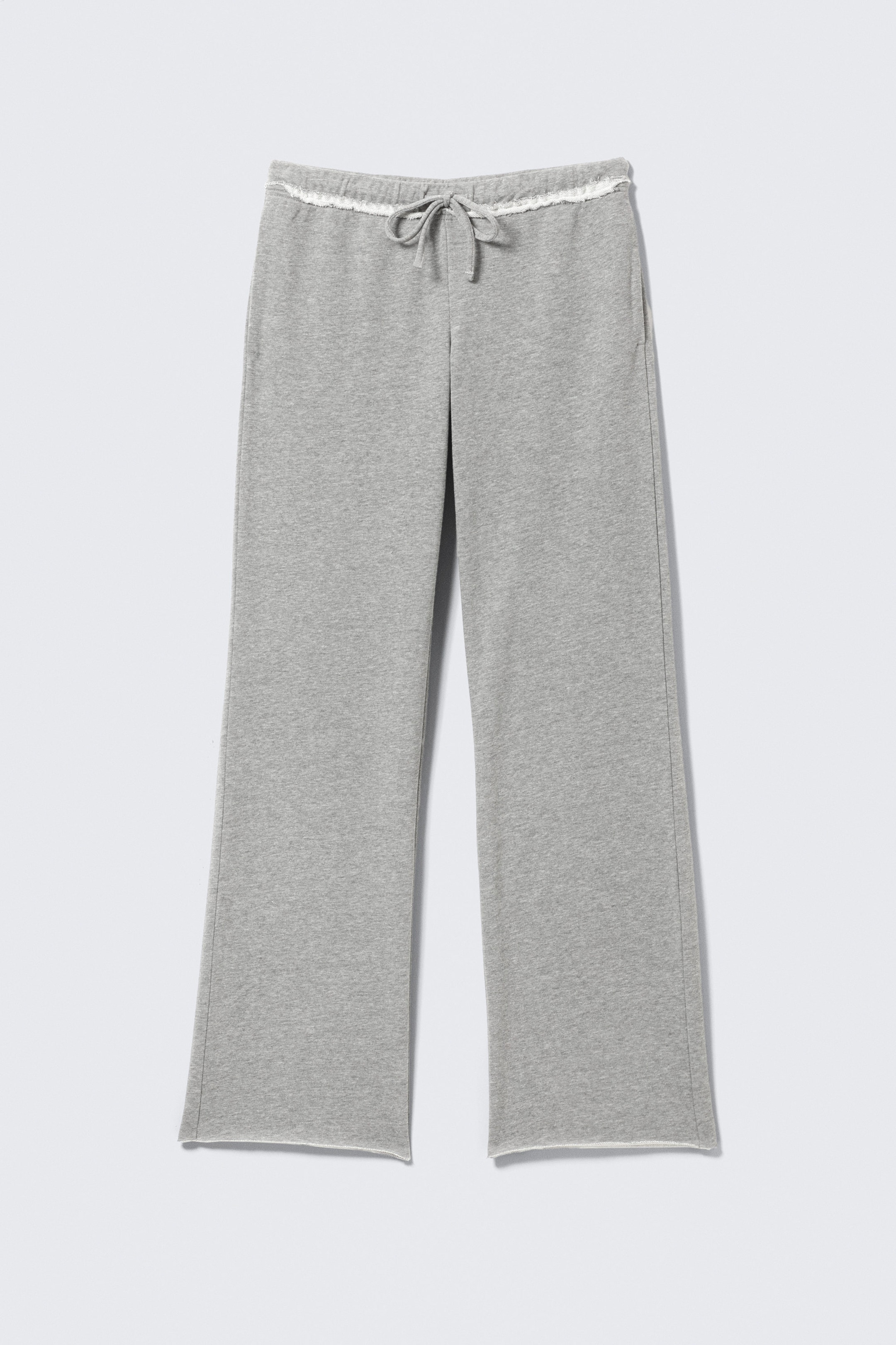 Grijs gemêleerd - Badstof pyjamabroek met halfhoge taille en wijde pijpen - 4