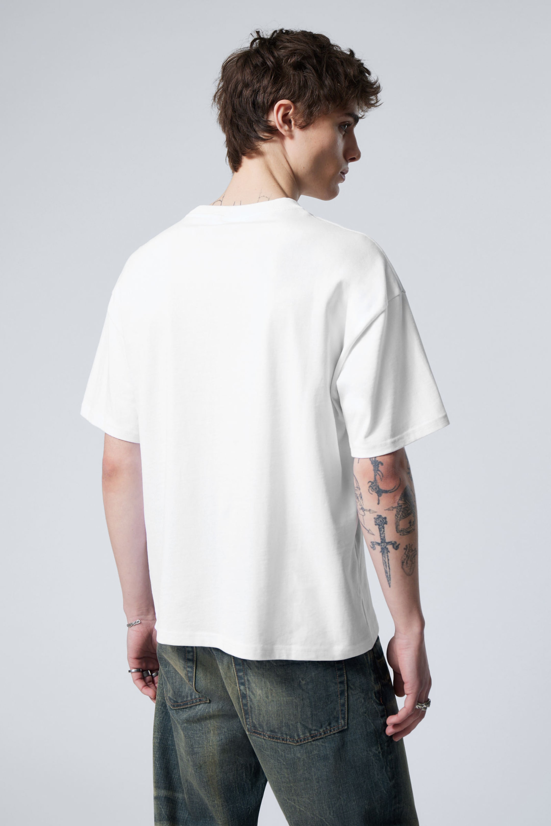 White - Fantazy Flower - Great Boxy Printed Graphic Tee - 2