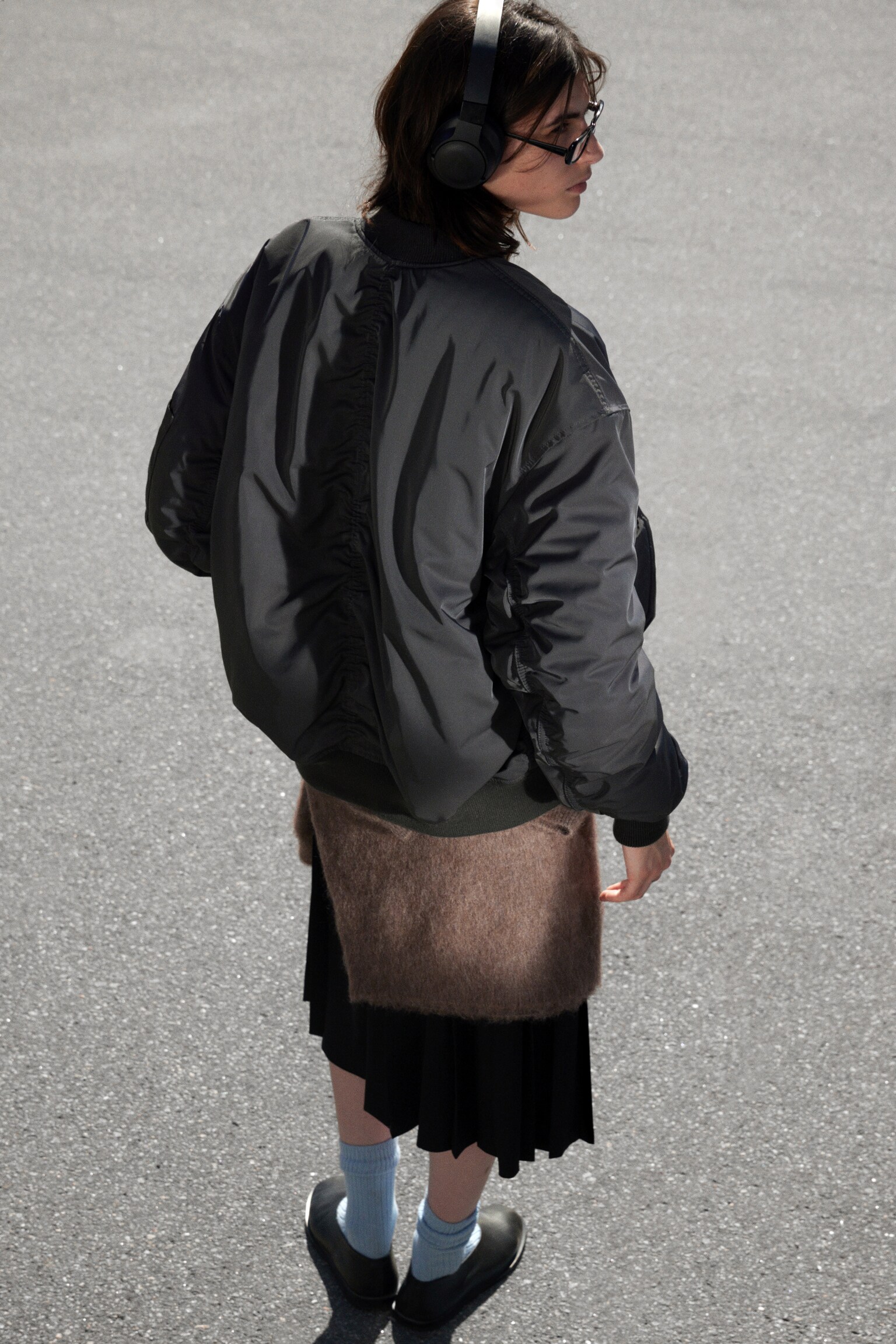 Oversized Twill Bomber Jacket - Mørkegrå/Mørk kakigrøn/Støvet gråbrun - 3